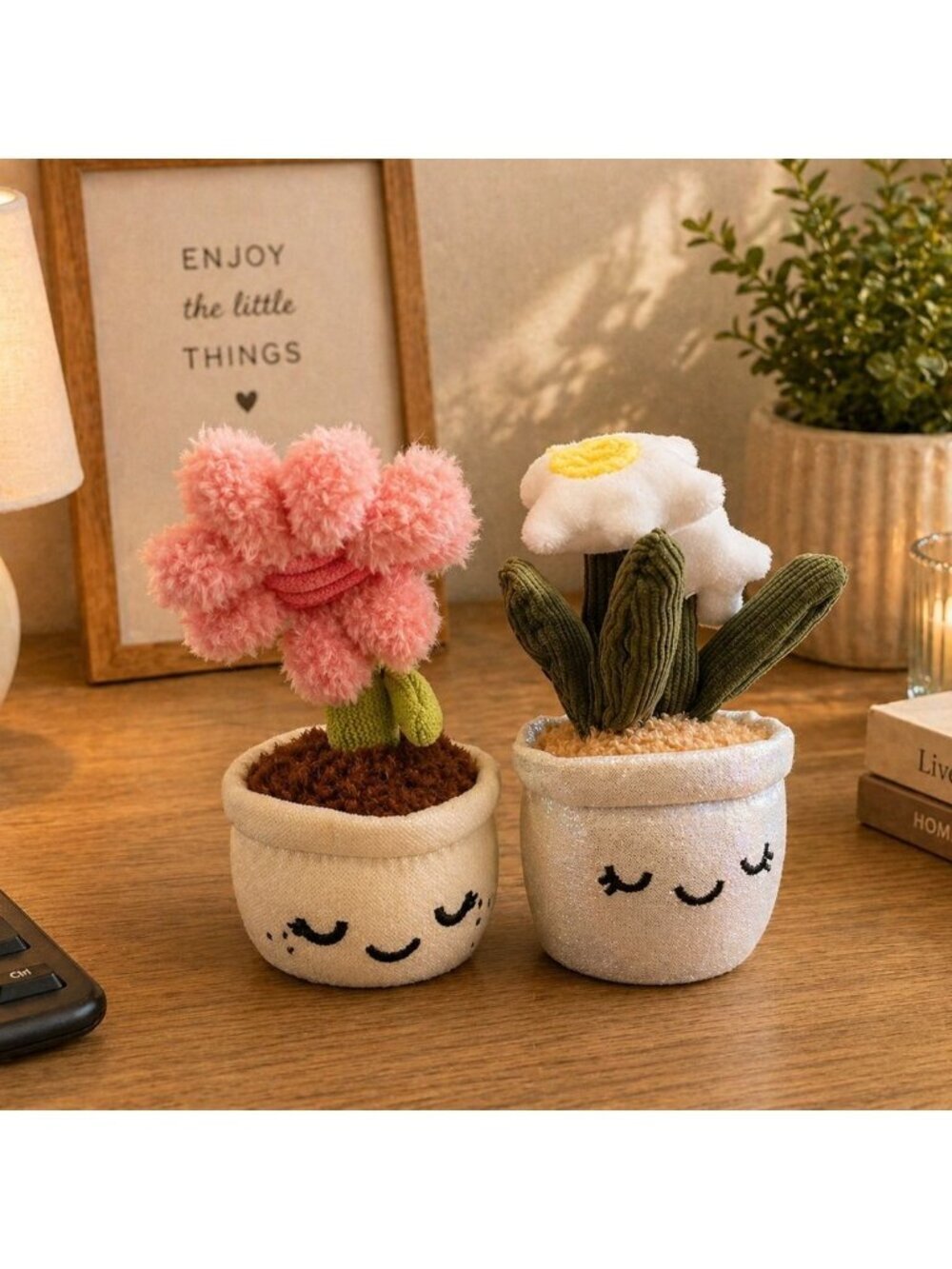 New Linzy Toys Plant Pals Buddies Potted Plush Stuffed Toy Pink Flower Decor
